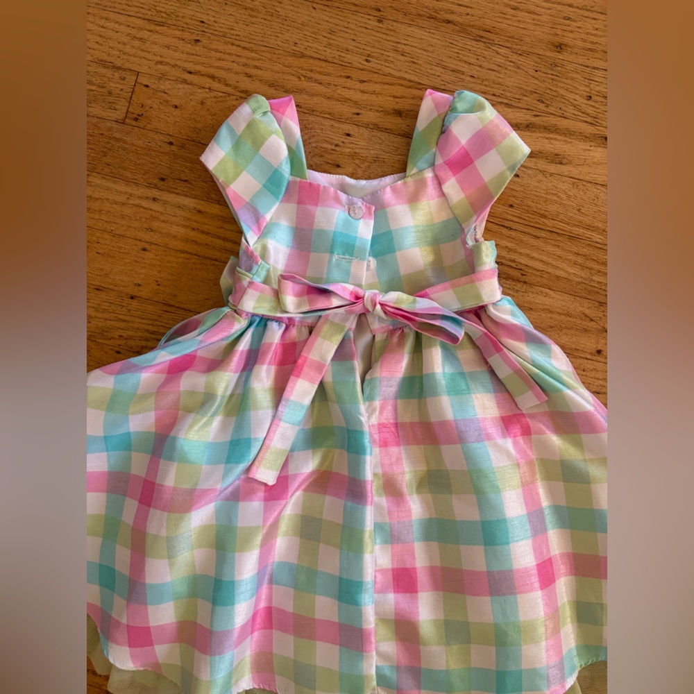 Joana Michelle pink plaid taffeta Easter dress - Picture 5 of 6